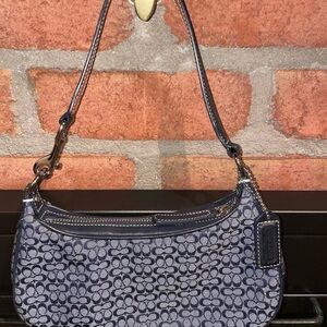 Coach Dark Blue Patterned Shoulder Bag
